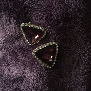 Purple and diamond stud earrings